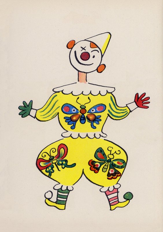 En av Walter Triers Crazy People (färglitografi) av Walter Trier