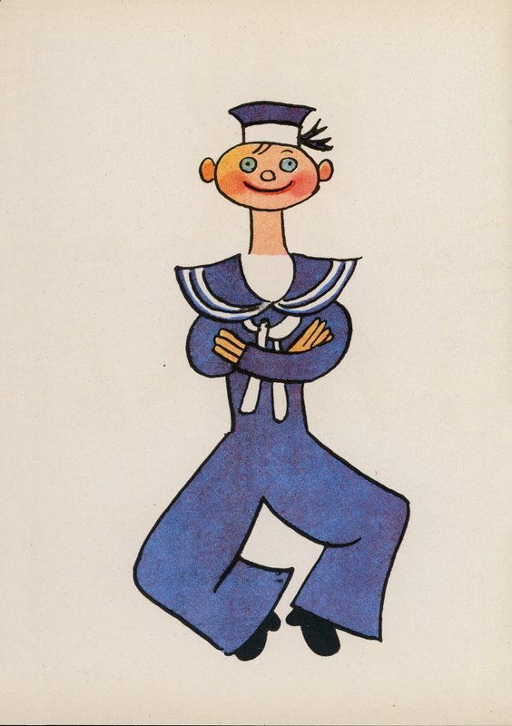 En av Walter Triers Crazy People (färglitografi) av Walter Trier