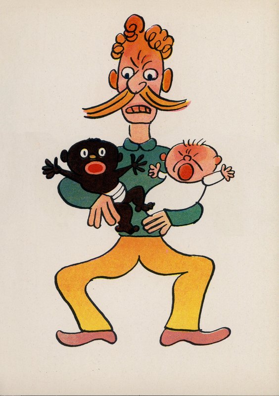 En av Walter Triers Crazy People (färglitografi) av Walter Trier