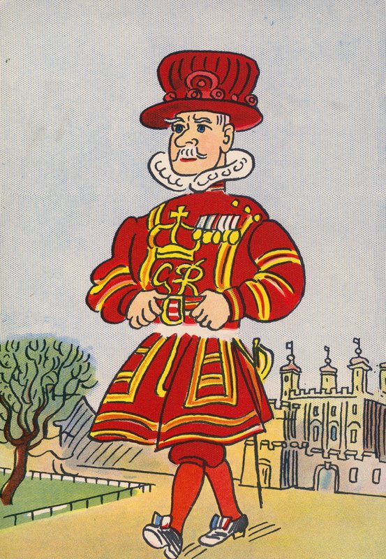 Walter Triers galna kostymer: England, Beefeater (färglitografi) av Walter Trier