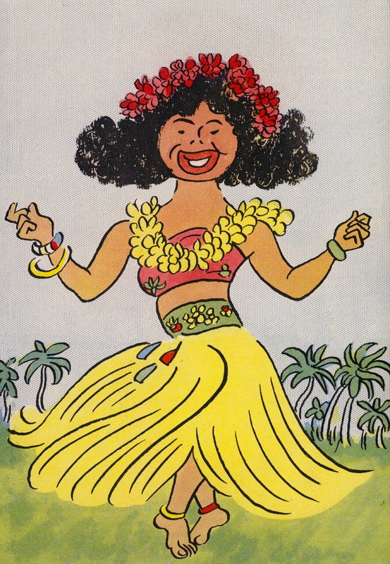 Walter Triers galna kostymer: Hawaii (färglitografi) av Walter Trier