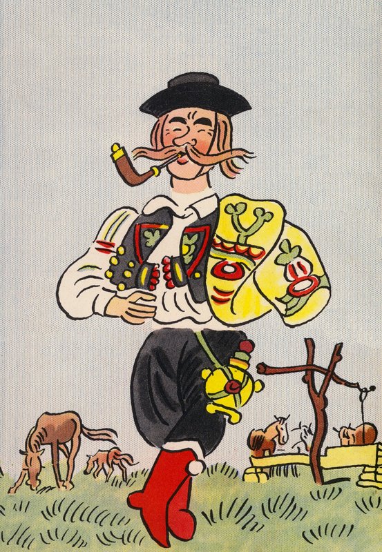 Walter Triers galna kostymer: Ungern (färglitografi) av Walter Trier