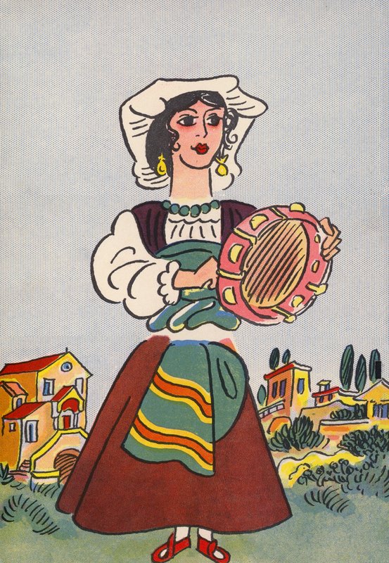 Walter Triers galna kostymer: Italien (färglitografi) av Walter Trier
