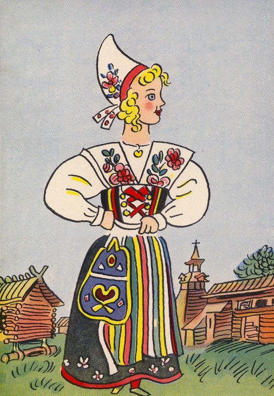Walter Triers galna kostymer: Sverige (färglitografi) av Walter Trier