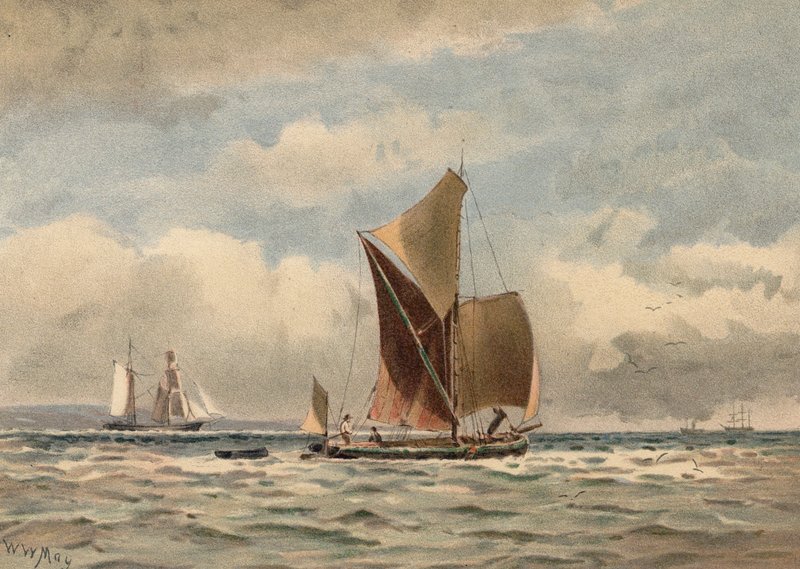Themsens mynning (färglitografi) av Walter William May