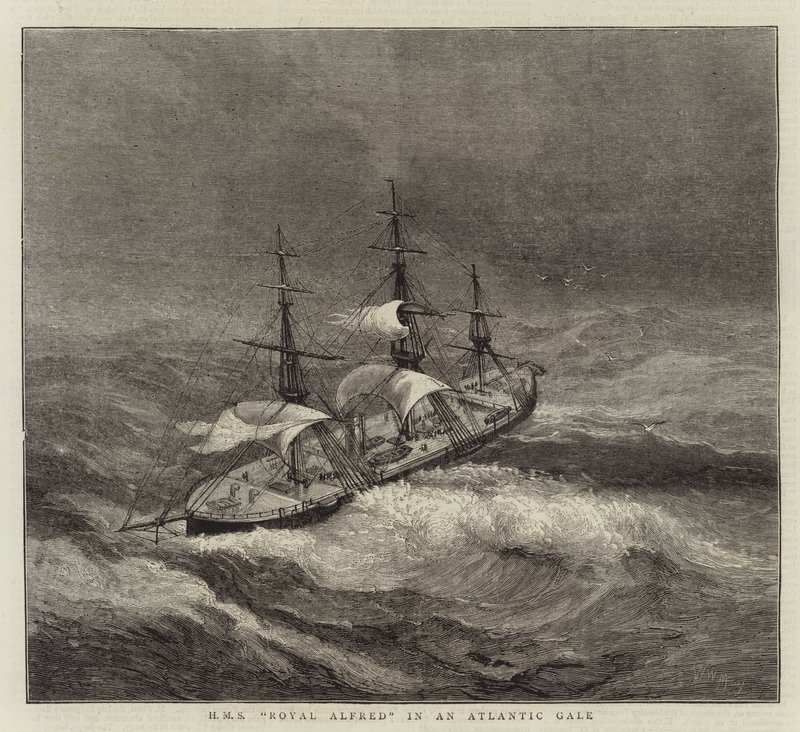 HMS Royal Alfred i en atlantisk storm av Walter William May