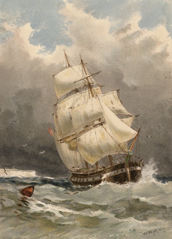 Utrikesgränsen för det norra förlandet (färglitografi) av Walter William May