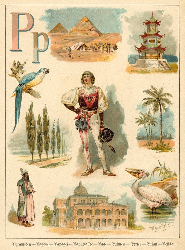 Bokstaven P (chromolitho) av Walter Zweigle