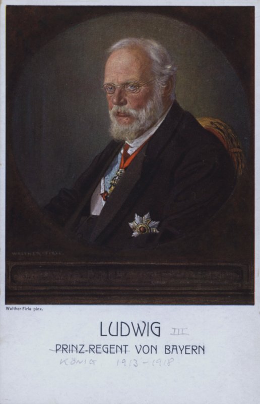Ludwig III, Bayerns sista kung, när han var prinsregent (färglitografi) av Walther Firle