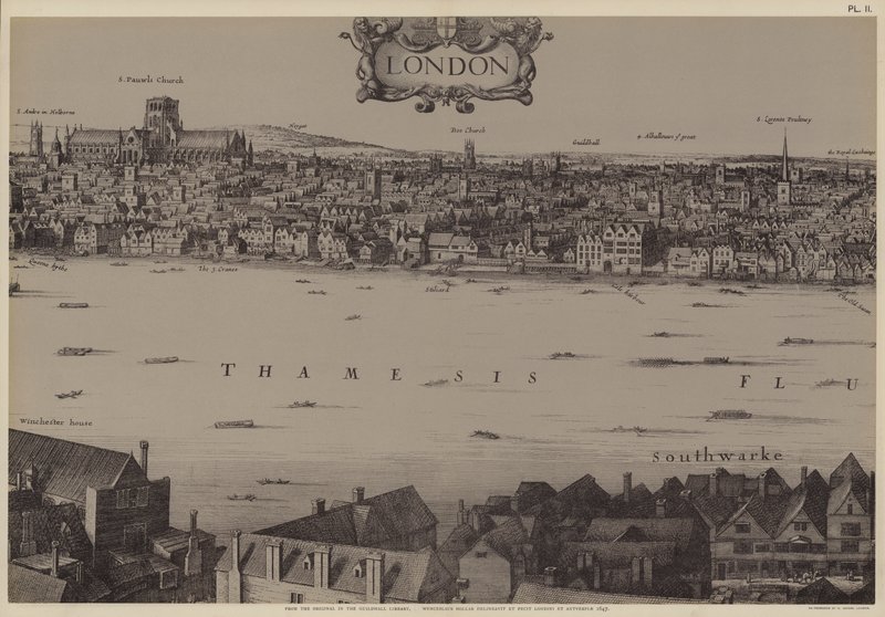 Panorama över London av Wenceslaus (after) Hollar