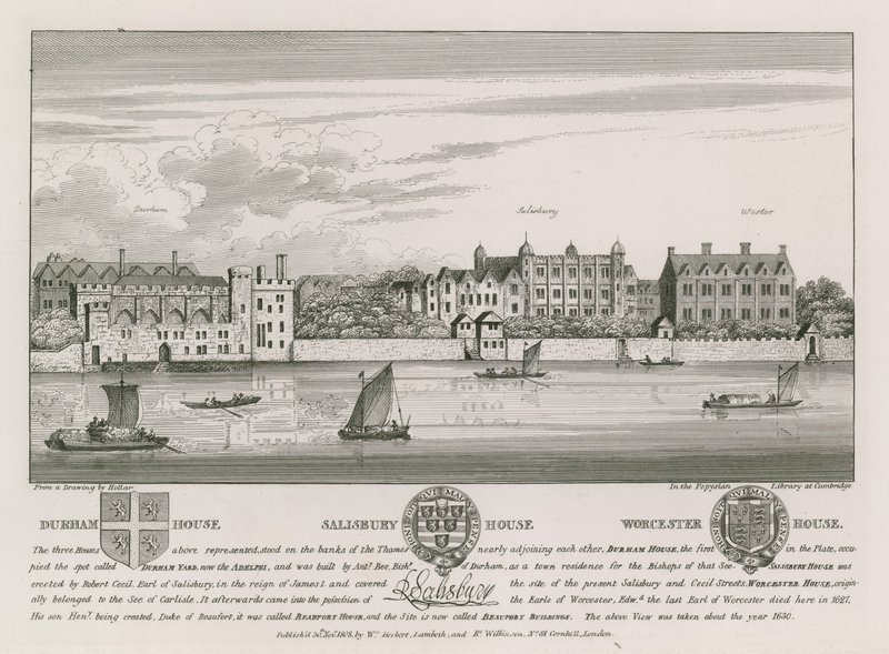Durham House, Salisbury House och Worcester House av Wenceslaus Hollar