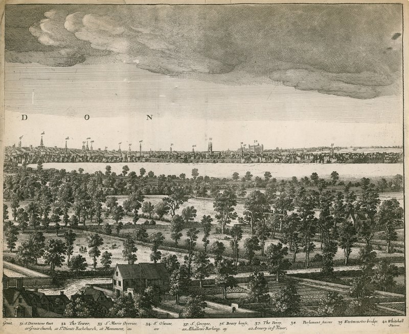 Utsikten till London och Westminster hämtad från Lambeth av Wenceslaus Hollar