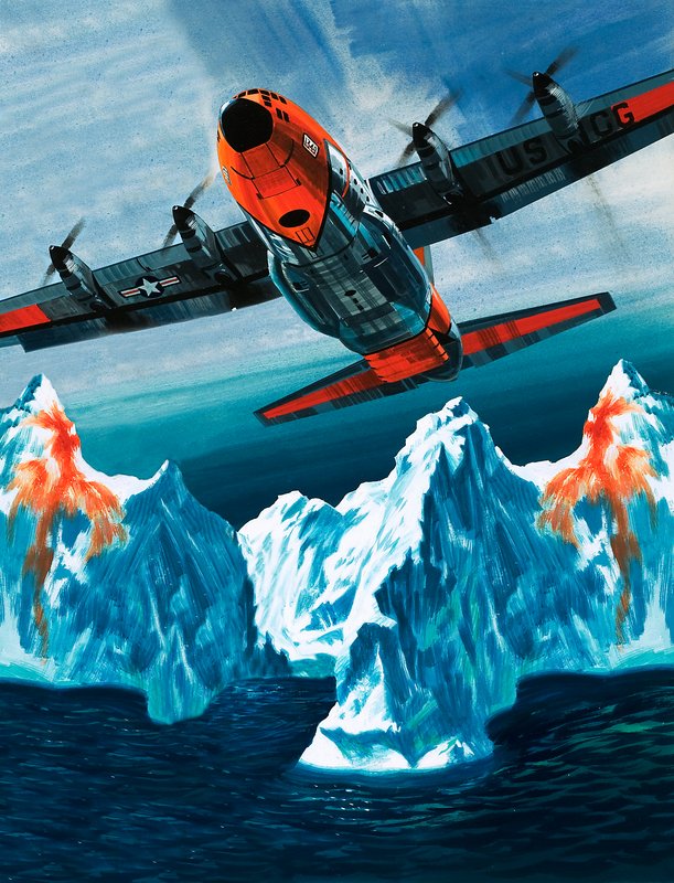 En Lockheed Hercules patrullerar isberg åt kustbevakningen av Wilf (20th century) Hardy