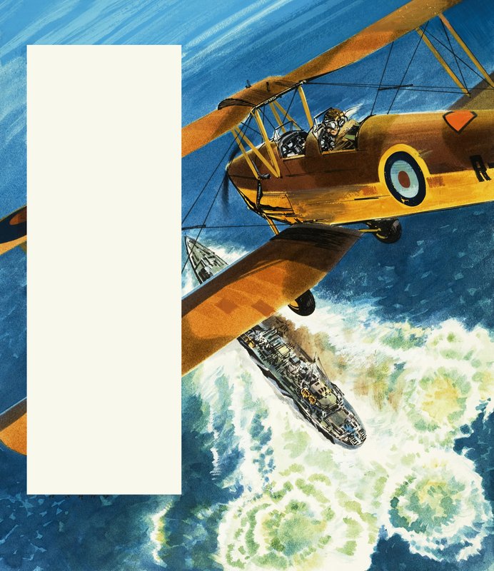 En Tiger Moth som patrullerar den brittiska kusten under andra världskriget av Wilf (20th century) Hardy