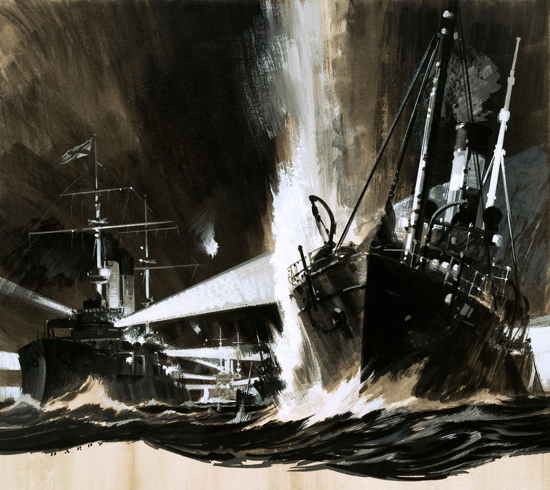 Människor och maskiner: The Spy Who Began a Battle (gouache på papper) av Wilf (20th century) Hardy
