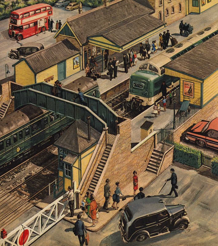 Järnvägsstation, England av Wilf (20th century) Hardy