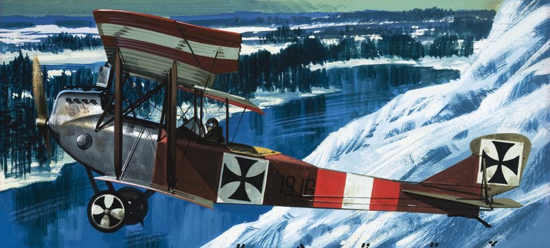 Den Lohner B1 i vilken Oberleutnant Taussig flög post från Przemyal av Wilf (20th century) Hardy