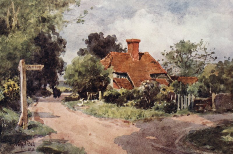 Nearing Sutton (färglitografi) av Wilfrid Williams Ball