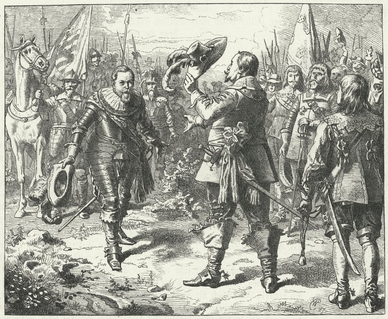 Möte mellan Gustavus Adolf av Sverige och John George I, kurfurst av Sachsen i Duben, 1631 av Wilhelm Camphausen
