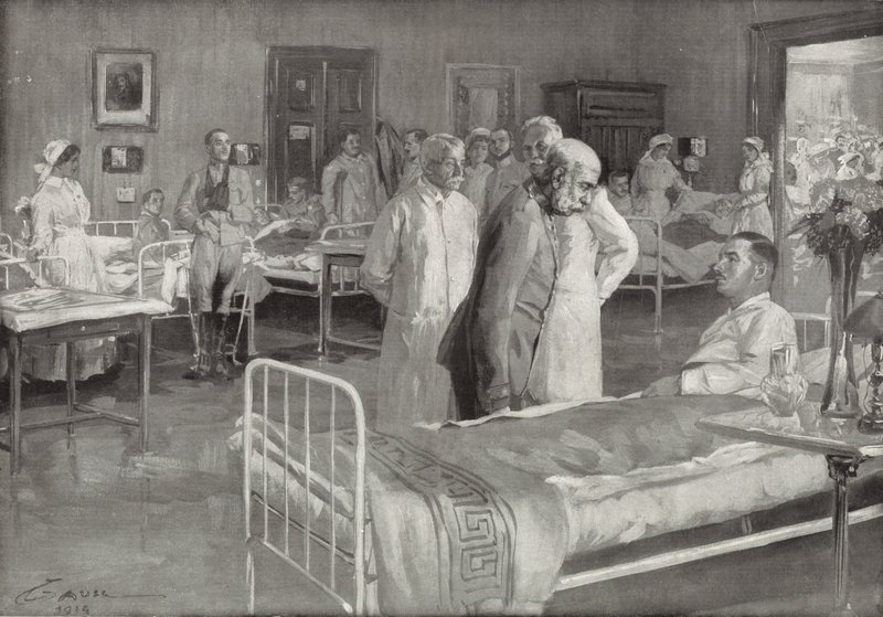 Besök av Franz Joseph av Österrike på ett militärsjukhus i Wien av Wilhelm Gause