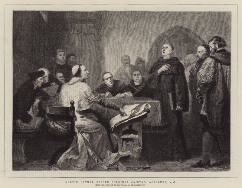 Martin Luther före kardinal Cajetan, Augsburg, 1518 av Wilhelm von, II Lindenschmit