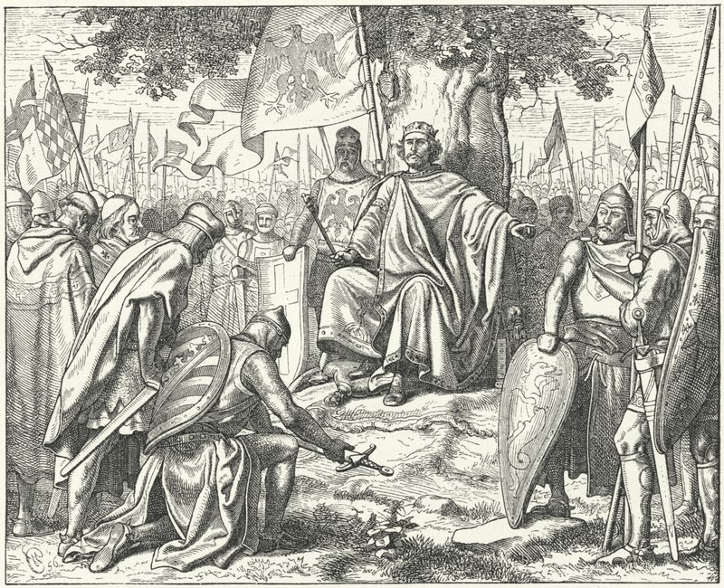 Underkastelse av de sachsiska prinsarna till den helige romerske kejsaren Henrik IV vid Spira efter deras nederlag i slaget vid Langensalza av Wilhelm Camphausen