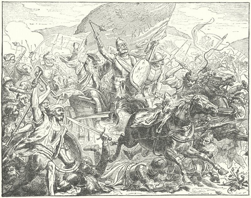 Den tjeckiske generalen och hussitledaren Jan Zizka i strid av Wilhelm Camphausen
