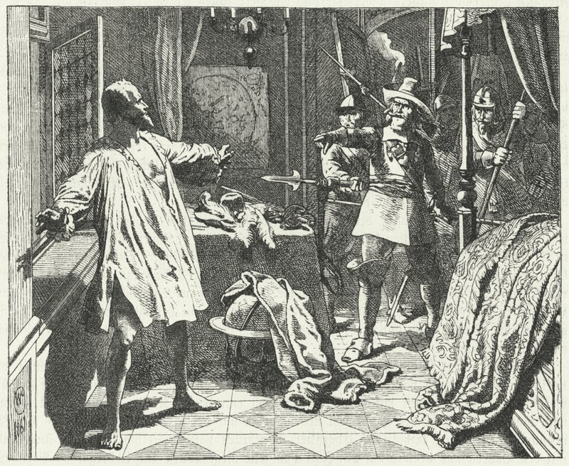 Mordet på Albrecht von Wallenstein, böhmisk general i det heliga romerska rikets armé under trettioåriga kriget av Wilhelm Camphausen
