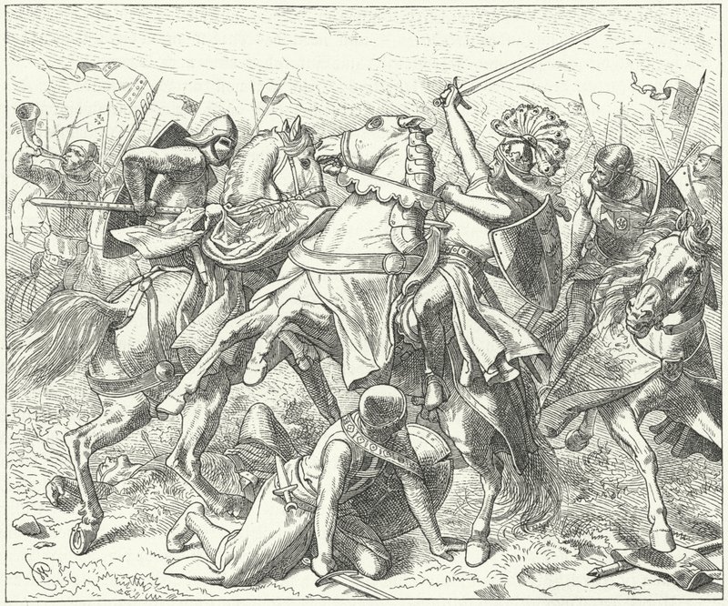 Rebellen hertig Rudolf av Schwaben skadades dödligt i slaget vid Elster av Wilhelm Camphausen