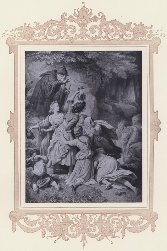 Flicka i skogen, den trogna Eckart (litho) av Wilhelm von (after) Kaulbach