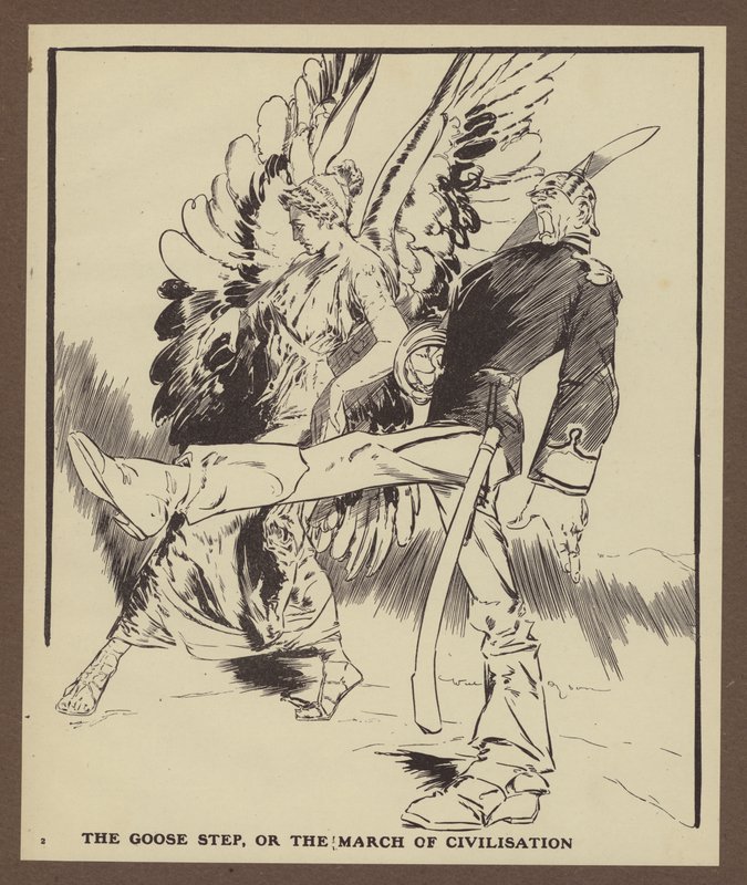 Gåssteget, eller civilisationens marsch (litho) av Will Dyson