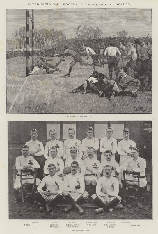Internationell fotboll, England v Wales av William Barnes Wollen