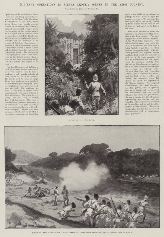 Militära operationer i Sierra Leone, scener i Kissi-landet av William Barnes Wollen
