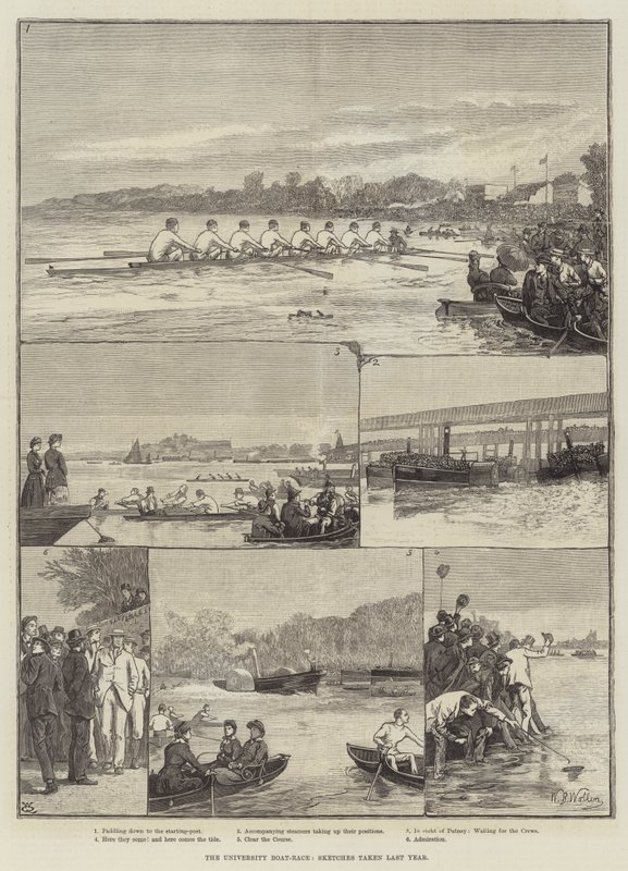 University Boat-Race, Skisser tagna förra året av William Barnes Wollen