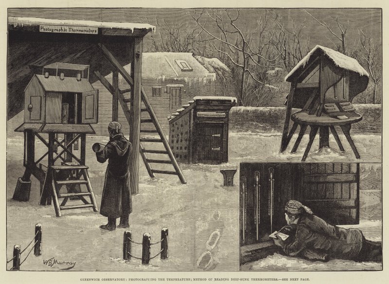 Greenwich Observatory, fotograferar temperaturen; Metod för avläsning av djupsänkta termometrar av William Bazett Murray