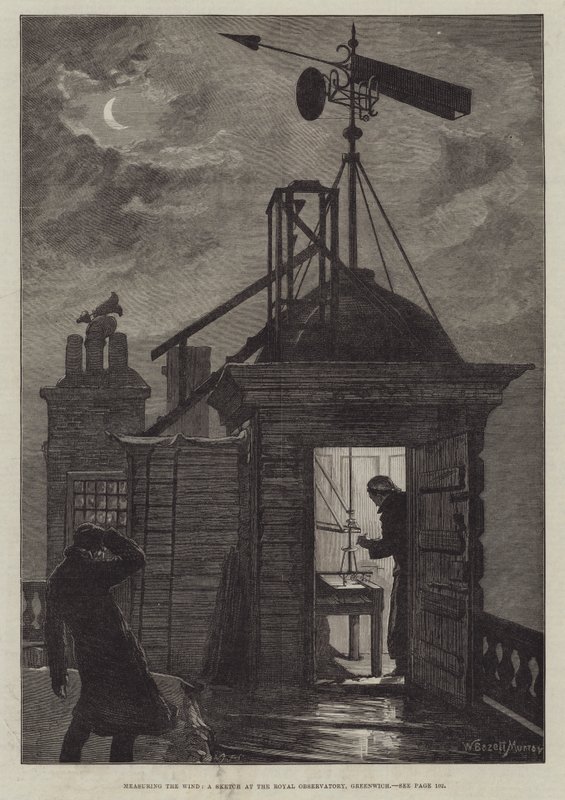 Mätning av vinden, en skiss från det kungliga observatoriet i Greenwich av William Bazett Murray