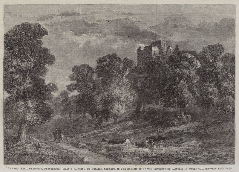 The Old Hall, Hardwick, Derbyshire, i utställningen av Institute of Painters in Water Colors av William James Bennett