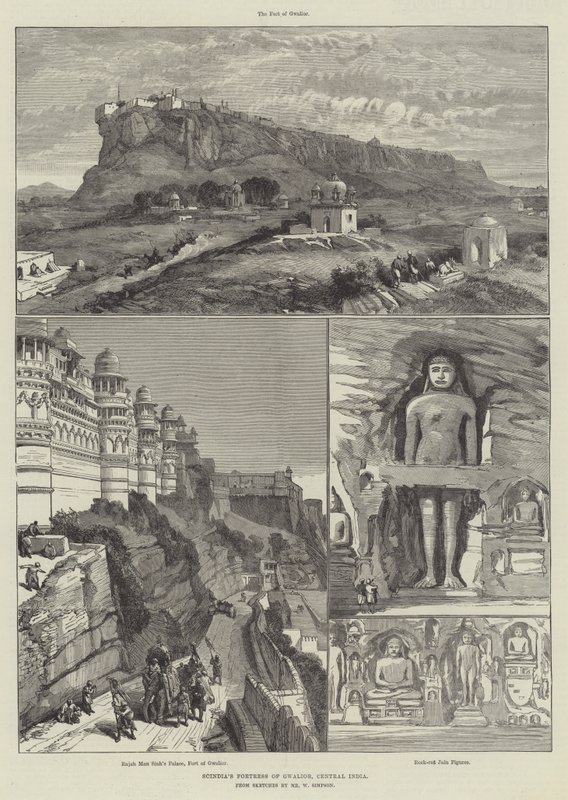 Scindias fästning Gwalior, centrala Indien av William Crimea Simpson