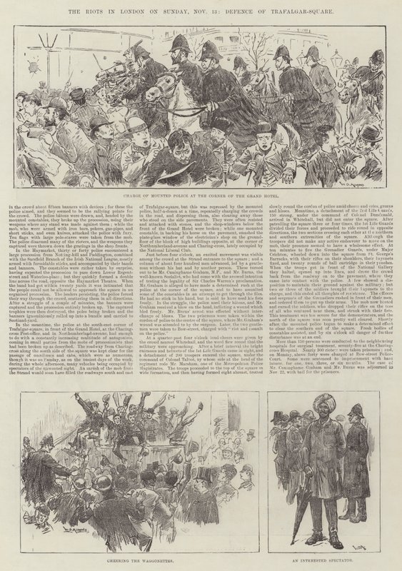 Upploppen i London söndagen den 13 november, Defense of Trafalgar-Square av William Douglas Almond