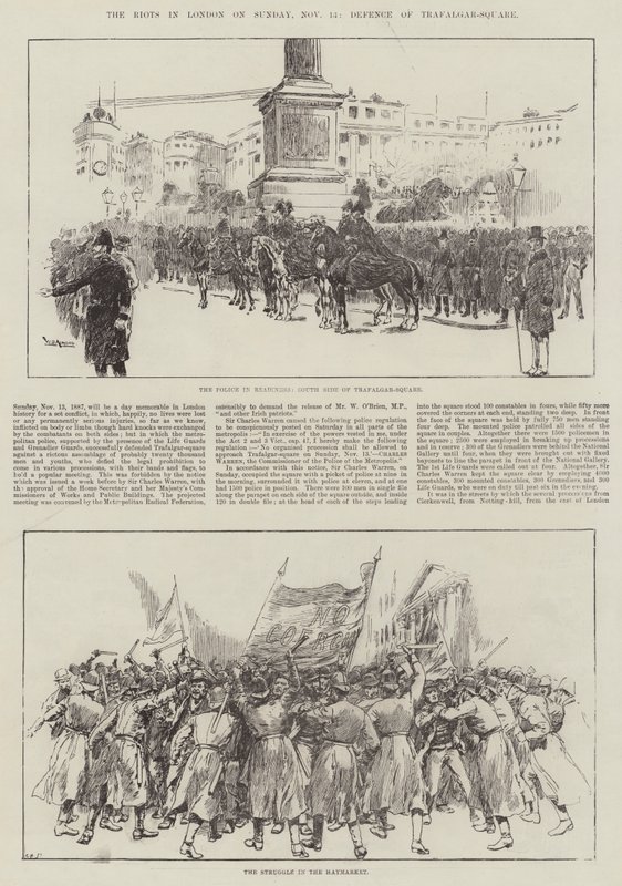 Upploppen i London söndagen den 13 november, Defense of Trafalgar-Square av William Douglas Almond