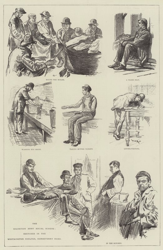 Frälsningsarméns sociala system, skisser i Westminster Shelter, Horseferry Road av William Douglas Almond