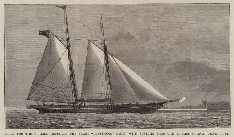 Hjälp till de turkiska flyktingarna, Yacht Constance lastad med förnödenheter från Turkish Compassionate Fund av William Edward Atkins