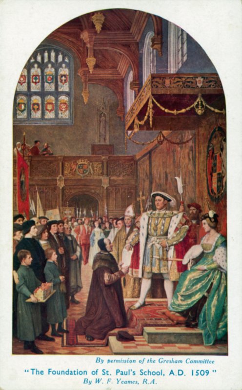 The Foundation of St Pauls School, 1509 av William Frederick Yeames