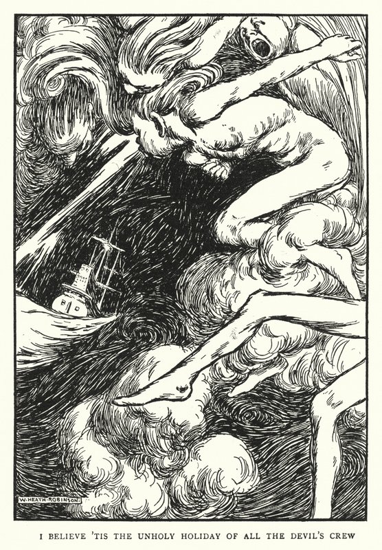 Jag tror "det är den oheliga helgdagen för hela djävulens besättning av William Heath Robinson