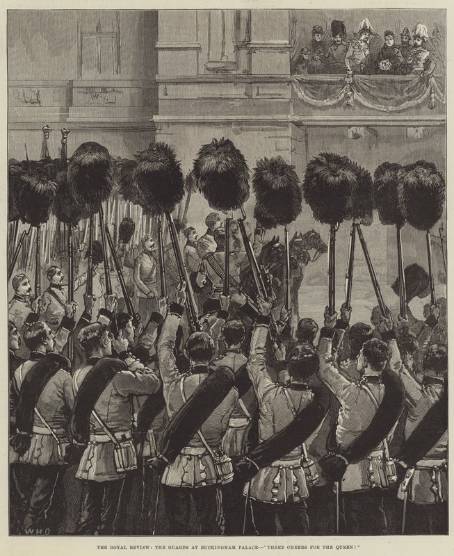 The Royal Review, vakterna på Buckingham Palace, Tre skålar för drottningen! av William Heysham Overend