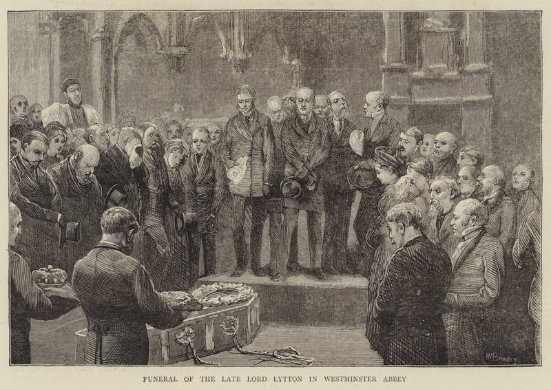 Den sene Lord Lyttons begravning i Westminster Abbey av William III Bromley