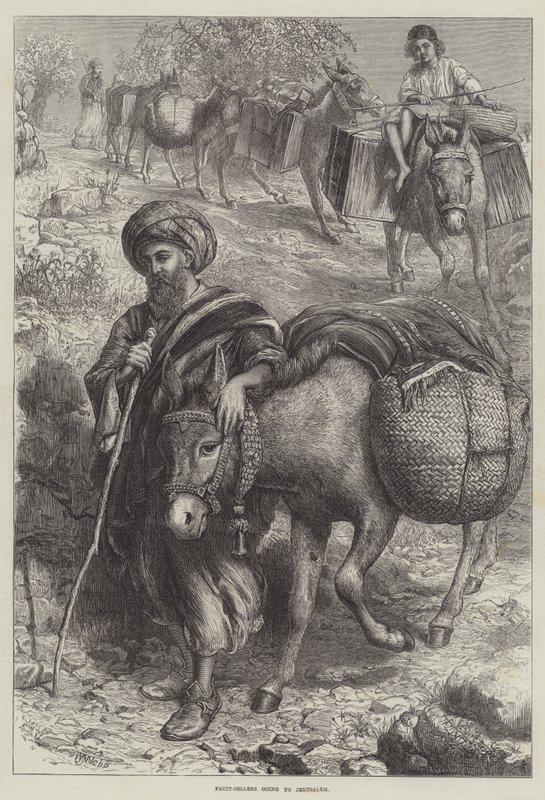 Fruktsäljare på väg till Jerusalem av William J. Webbe or Webb