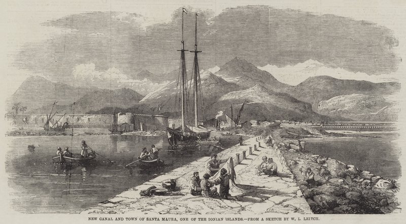 Nya kanalen och staden Santa Maura, en av Joniska öarna av William Leighton Leitch