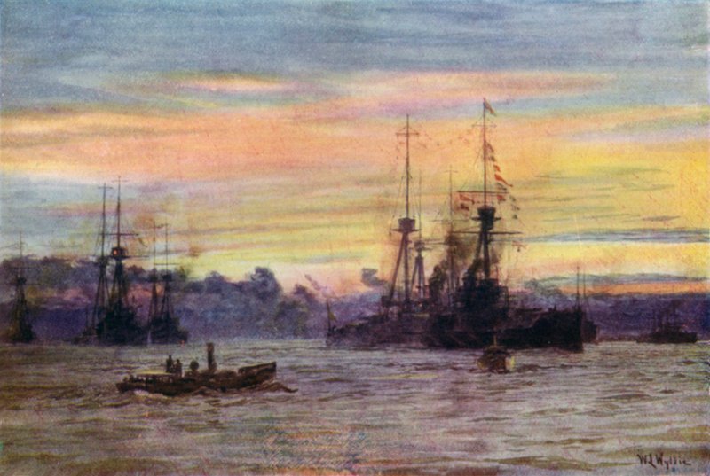 Dreadnoughts förankring, 1912 av William Lionel Wyllie