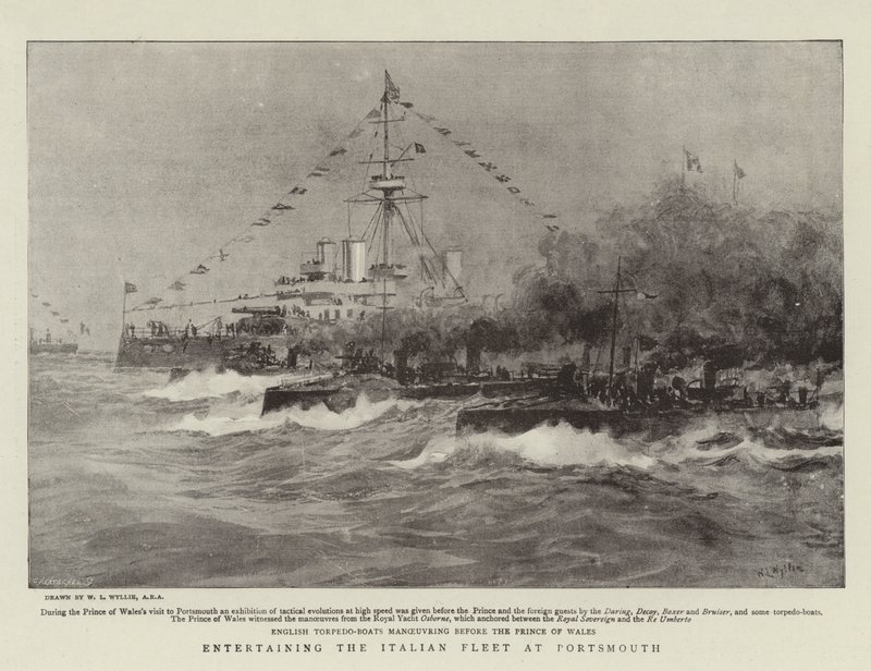 Underhållande den italienska flottan i Portsmouth av William Lionel Wyllie